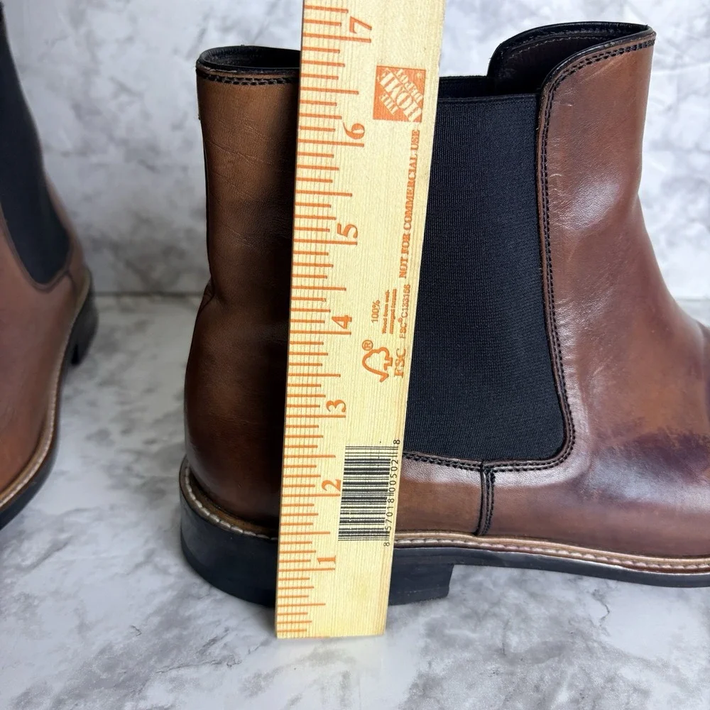 Bacco Bucci Mens Chelsea Ankle Boots Leather Slip On Dress Casual Brown Size 12M